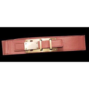 Stretch Belt Women's 2.25" Wide Brown  High Waist Gold Hardware Fashion